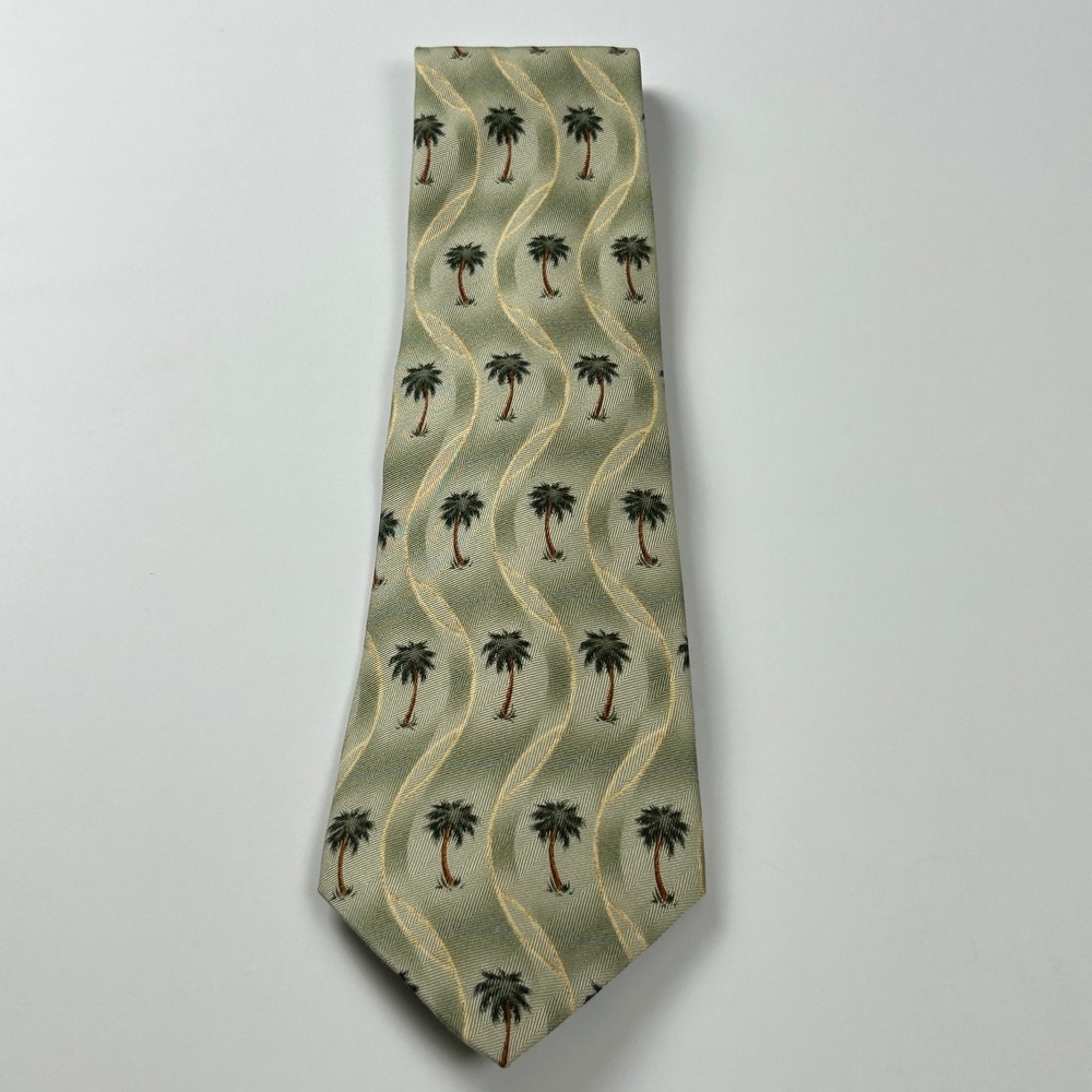 Tommy Bahama Sage Hula Palm Trees Silk Tie USA NWT